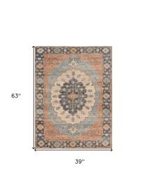 3' X 5' Blue Medallion Hand Woven Area Rug