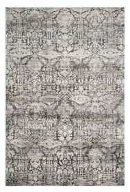 8' X 11' Grey Machine Woven Distressed Floral Traditional Indoor Area Rug