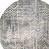 8' Grey Machine Woven Distressed Chevron Round Indoor Area Rug