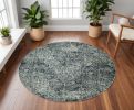 8' Gray Round Quatrefoil Area Rug