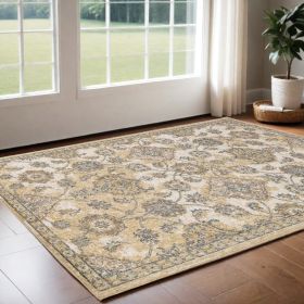 2' X 3' Ivory Wool Floral Vines Area Rug