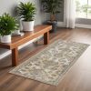 2' X 7' Ivory Sand Floral Vine Wool Indoor Runner Rug