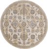 9' Ivory Round Wool Floral Vines Area Rug