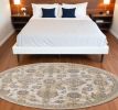 9' Ivory Round Wool Floral Vines Area Rug