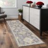 8' Sage Green Machine Woven Vintage Traditional Indoor Runner Rug