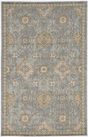 7' X 10' Gray and Ivory Wool Area Rug