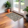 2' X 3' Gray Wool Medallion Area Rug