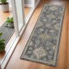 2' X 7' Slate Grey Floral Vine Wool Indoor Runner Rug