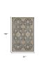 8' X 11' Slate Grey Machine Woven Bordered Floral Vines Indoor Area Rug