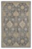 8' X 11' Slate Grey Machine Woven Bordered Floral Vines Indoor Area Rug