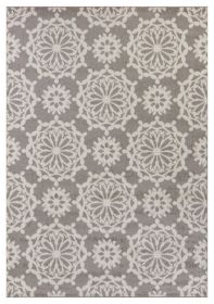 9' X 13' Grey Or Ivory Floral Circular Patterns Indoor Area Rug