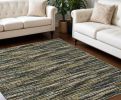 9' X 13' Grey Or Green Abstract Design Indoor Area Rug