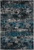 7' Grey Blue Machine Woven Abstract Indoor Runner Rug