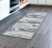 8' Seafoam Green Hand Hooked Sea Shells Indoor Runner Rug