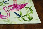 2' X 3' Pink and Ivory Tropical Floral Hand Tufted Area Rug