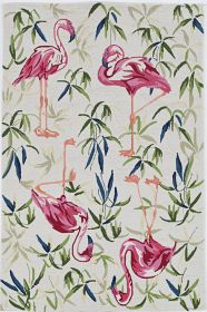 5' X 7' Ivory Or Pink Flamingo Indoor Area Rug