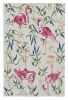 8' X 10' Ivory Pink Hand Hooked Flamingo Indoor Area Rug