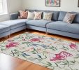 8' X 10' Ivory Pink Hand Hooked Flamingo Indoor Area Rug