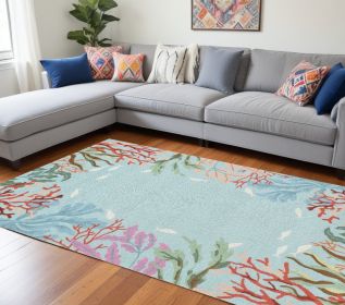 90 X 114 Blue Polyester Rug