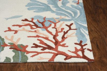 2' X 3' Blue and Green Coral Hand Tufted Area Rug