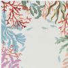 8' X 10' Ivory Hand Hooked Bordered Coral Reef Indoor Area Rug