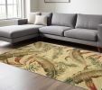 8' X 10' Ivory Hand Tufted Tropical Leaves Indoor Area Rug