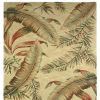 8' X 10' Ivory Hand Tufted Tropical Leaves Indoor Area Rug