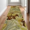 2' X 10' Ivory Tropical Leaves Wool Indoor Runner Rug