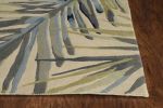 10' Ivory Blue Hand Tufted Tropical Palms Indoor Runner Rug