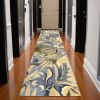 2' X 10' Blue Tropical Leaves Wool Indoor Runner Rug