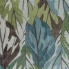 3' X 5' Blue and Green Botanical Leaves Area Rug