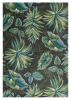 8' X 11' Grey Teal Machine Woven Oversized Tropical Leaves Indoor Area Rug