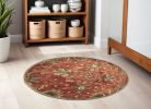 6' Orange Round Wool Hand Tufted Area Rug