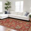 8' X 11' Sienna Orange Hand Tufted Traditional Floral Indoor Area Rug