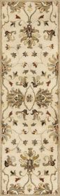 3' X 5' Champagne Beige Hand Tufted Wool Traditional Floral Indoor Area Rug