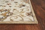 3' X 5' Champagne Beige Hand Tufted Wool Traditional Floral Indoor Area Rug