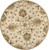 5' Round Champagne Floral Vine Wool Indoor Area Rug