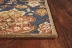 3' X 5' Navy Blue Hand Tufted Wool Traditional Floral Indoor Area Rug