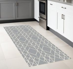 2' X 8' Grey Geometric Lines Runner Rug