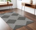 4' X 6' Grey Or Ivory Geometric Diamond Area Rug