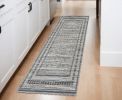 2' X 8' Grey Bordered Runner Rug