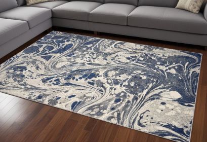 7' X 9' Grey Abstract Marble Design Indoor Area Rug