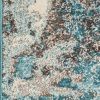 3' X 5' Ivory Teal Machine Woven Abstract Indoor Area Rug