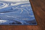 3' X 5' Blue Abstract Waves Area Rug