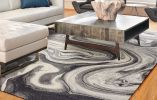 5' X 8' Grey Black Machine Woven Marble Indoor Area Rug