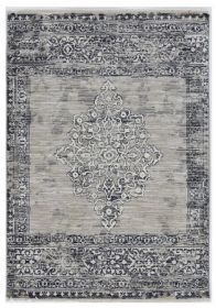 4' X 6' Sand Charcoal Machine Woven Distressed Vintage Traditional Indoor Area Rug