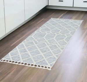 8' Runner Gray and Ivory Abstract Runner Rug