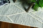 9' X 13' Ivory Grey Machine Woven Geometric Indoor Area Rug