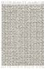 8' Ivory Grey Machine Woven Geometric With Fringe Indoor Runner Rug