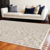 8' X 11' Ivory Grey Machine Woven Diamond Geometric Indoor Area Rug